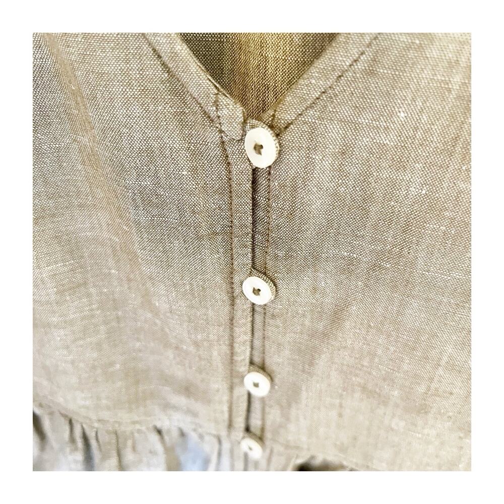 Madewell Small Linen Blend Alexandra Button Front Mini Shirt Dress Olive Branch - Picture 3 of 8